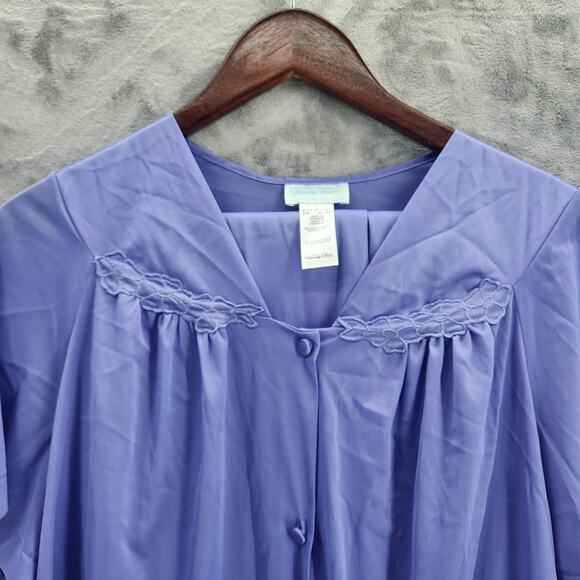 Vanity Fair PJ Set XL women's button up top & elastic pants 100% Nylon silky 90s - Picture 1 of 12